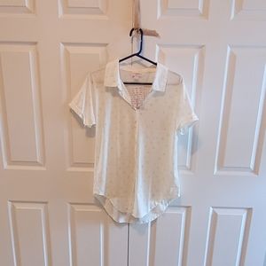 LuLaRoe Charlie Button Up Top-Cream w/Light Green Sailboats-Size S-Never Worn